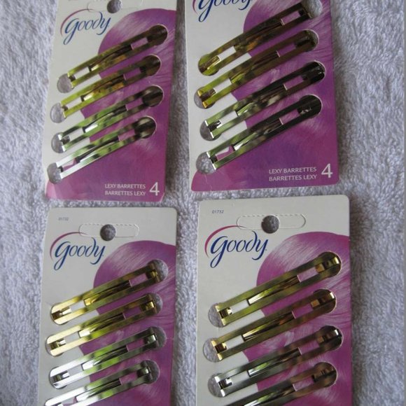 4 Goody Gold Silver Lexy Stay Tight Double Bar Metal Hair Barrettes Flat Secure - Picture 16 of 16